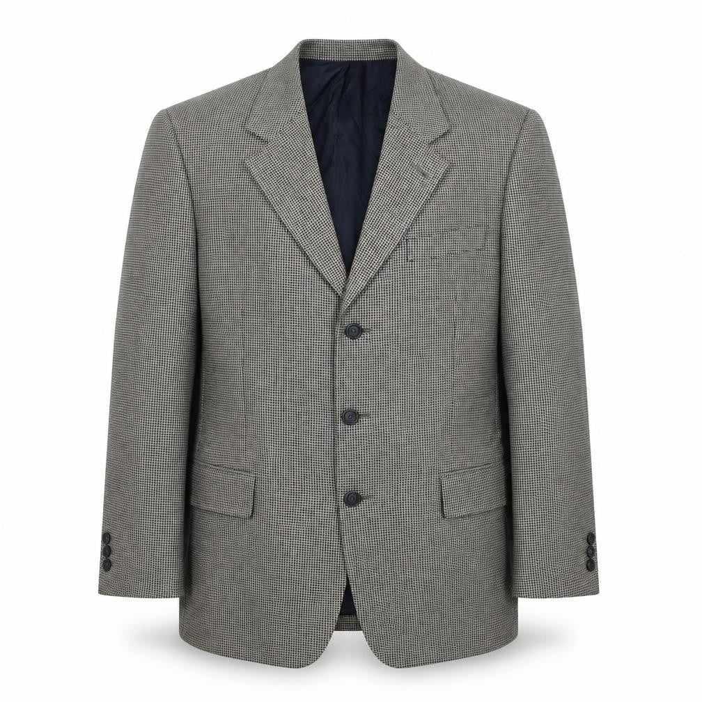 Front view of Debenhams & Freebody men’s brown check wool jacket blazer, size 38, regular