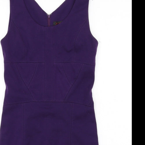 Pinkiss Womens Purple Polyester Pencil Dress Size 12 Scoop Neck Zip