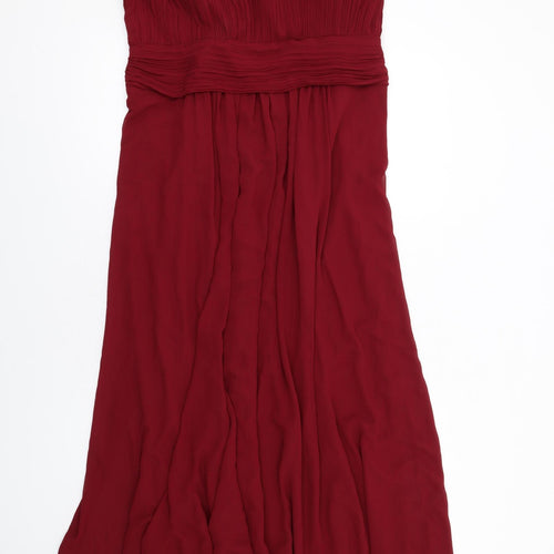 Ever-Pretty Womens Red Polyester Ball Gown Size 24 Boat Neck Zip - Crocheted Lace Detail