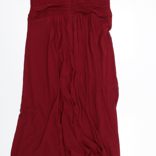 Ever-Pretty Womens Red Polyester Ball Gown Size 24 Boat Neck Zip - Crocheted Lace Detail