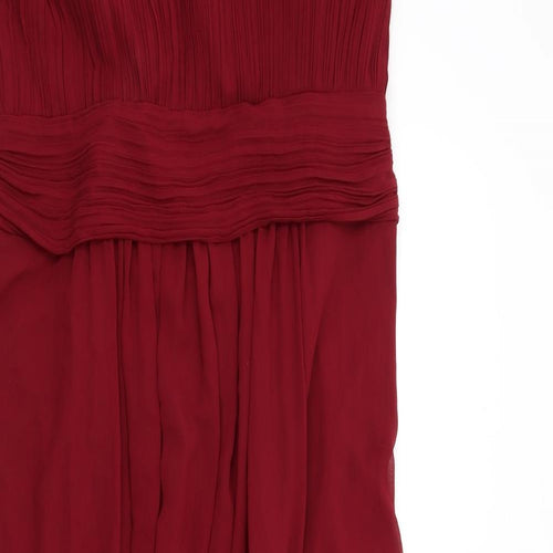 Ever-Pretty Womens Red Polyester Ball Gown Size 24 Boat Neck Zip - Crocheted Lace Detail