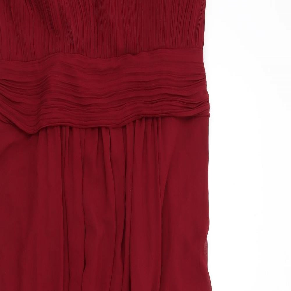 Ever-Pretty Womens Red Polyester Ball Gown Size 24 Boat Neck Zip - Crocheted Lace Detail