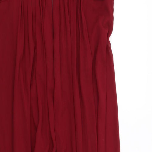 Ever-Pretty Womens Red Polyester Ball Gown Size 24 Boat Neck Zip - Crocheted Lace Detail