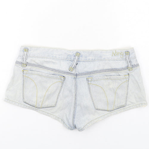 Mango Womens Blue Cotton Hot Pants Shorts Size 10 Regular Zip