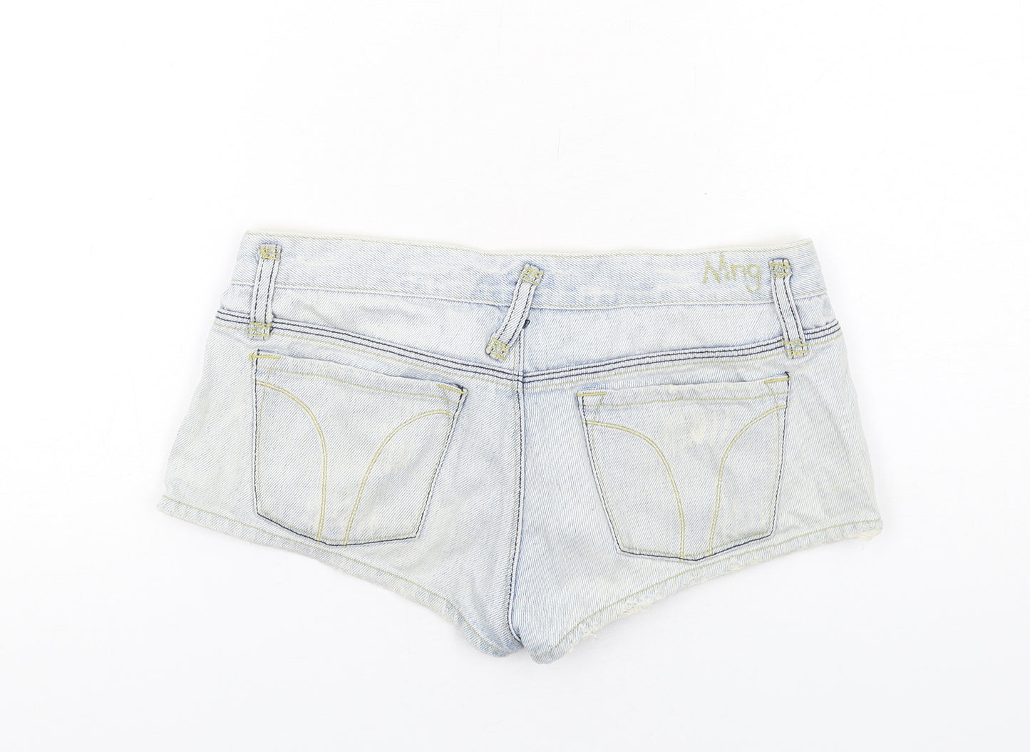 Mango Womens Blue Cotton Hot Pants Shorts Size 10 Regular Zip