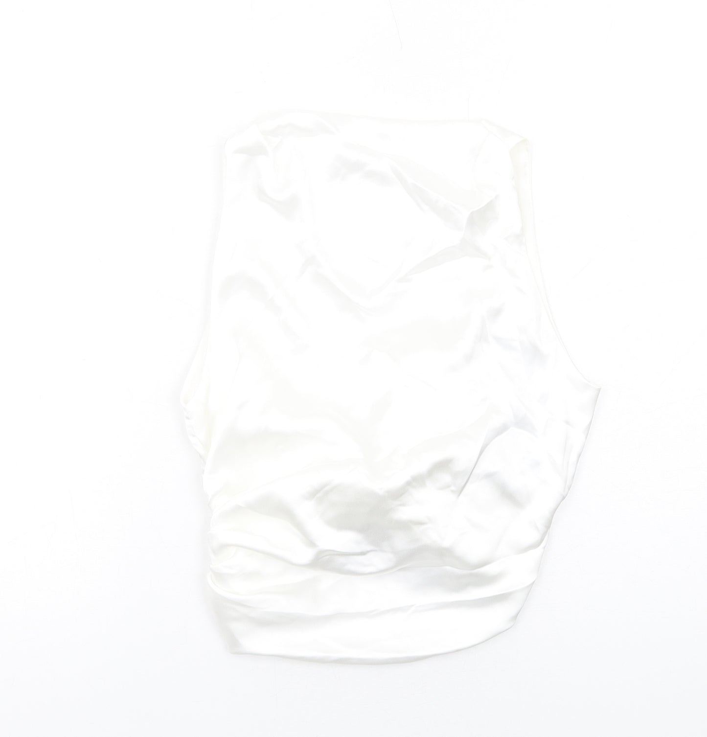 Zara Womens White Polyester Cropped Tank Size S Square Neck