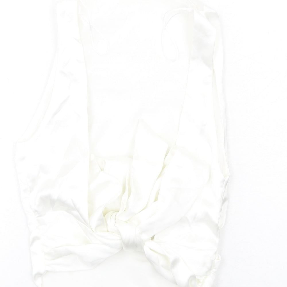 Zara Womens White Polyester Cropped Tank Size S Square Neck