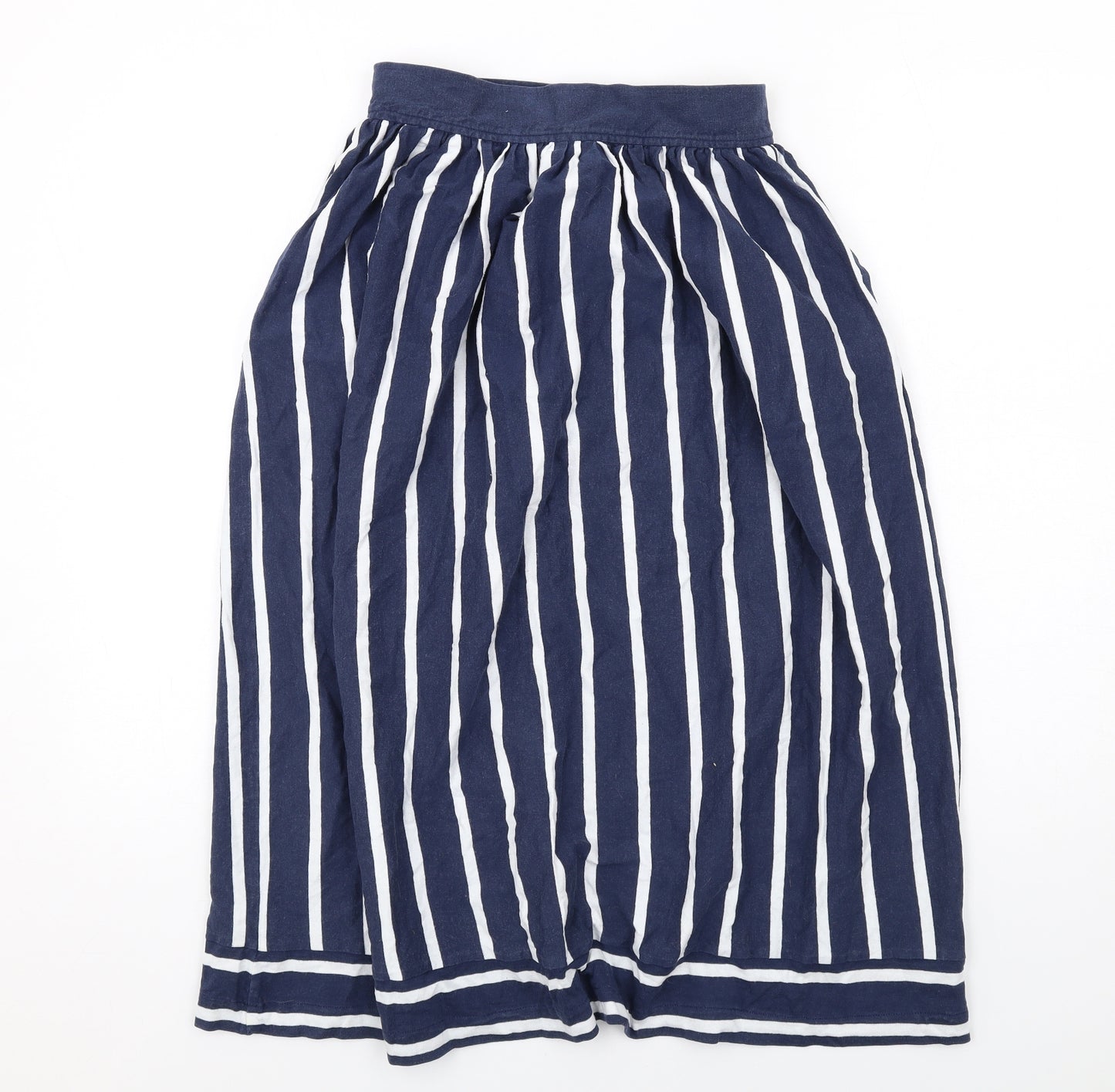 Laura Ashley Womens Blue Striped Cotton A-Line Skirt Size 12 Button