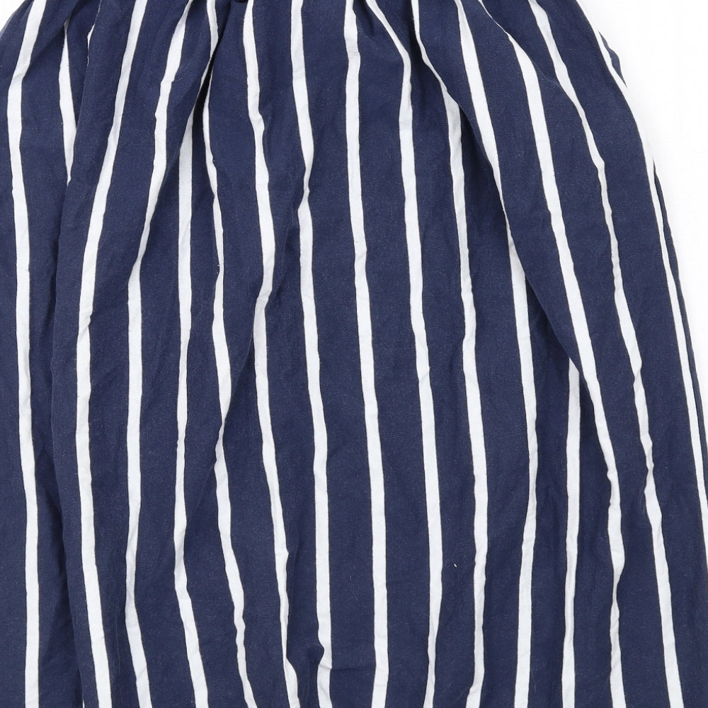 Laura Ashley Womens Blue Striped Cotton A-Line Skirt Size 12 Button