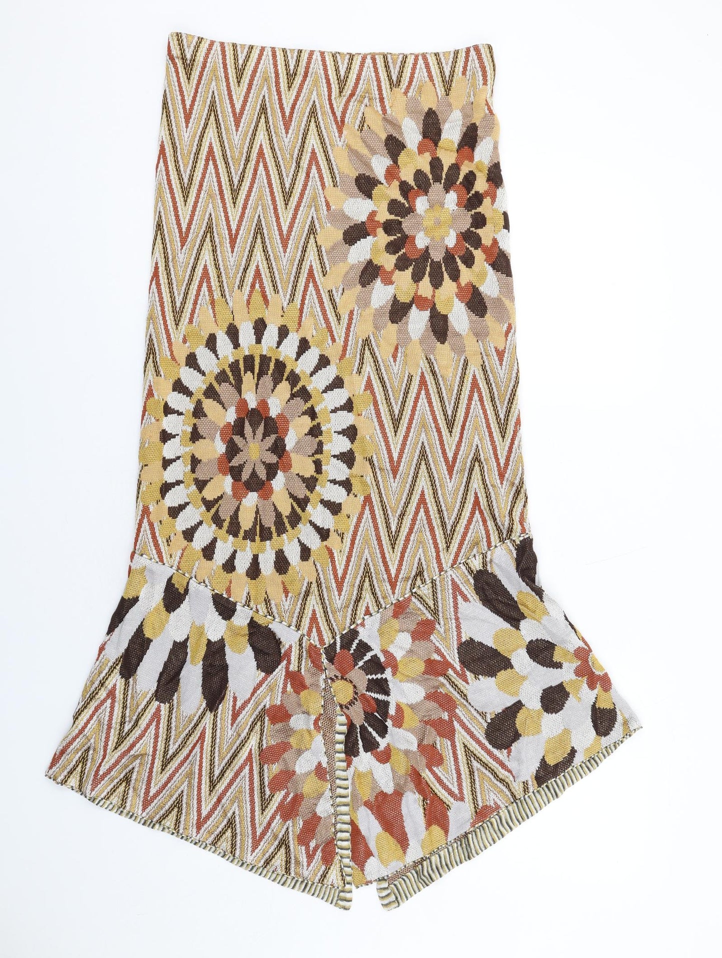 Missoni Womens Multicoloured Geometric Viscose Trumpet Skirt Size 16