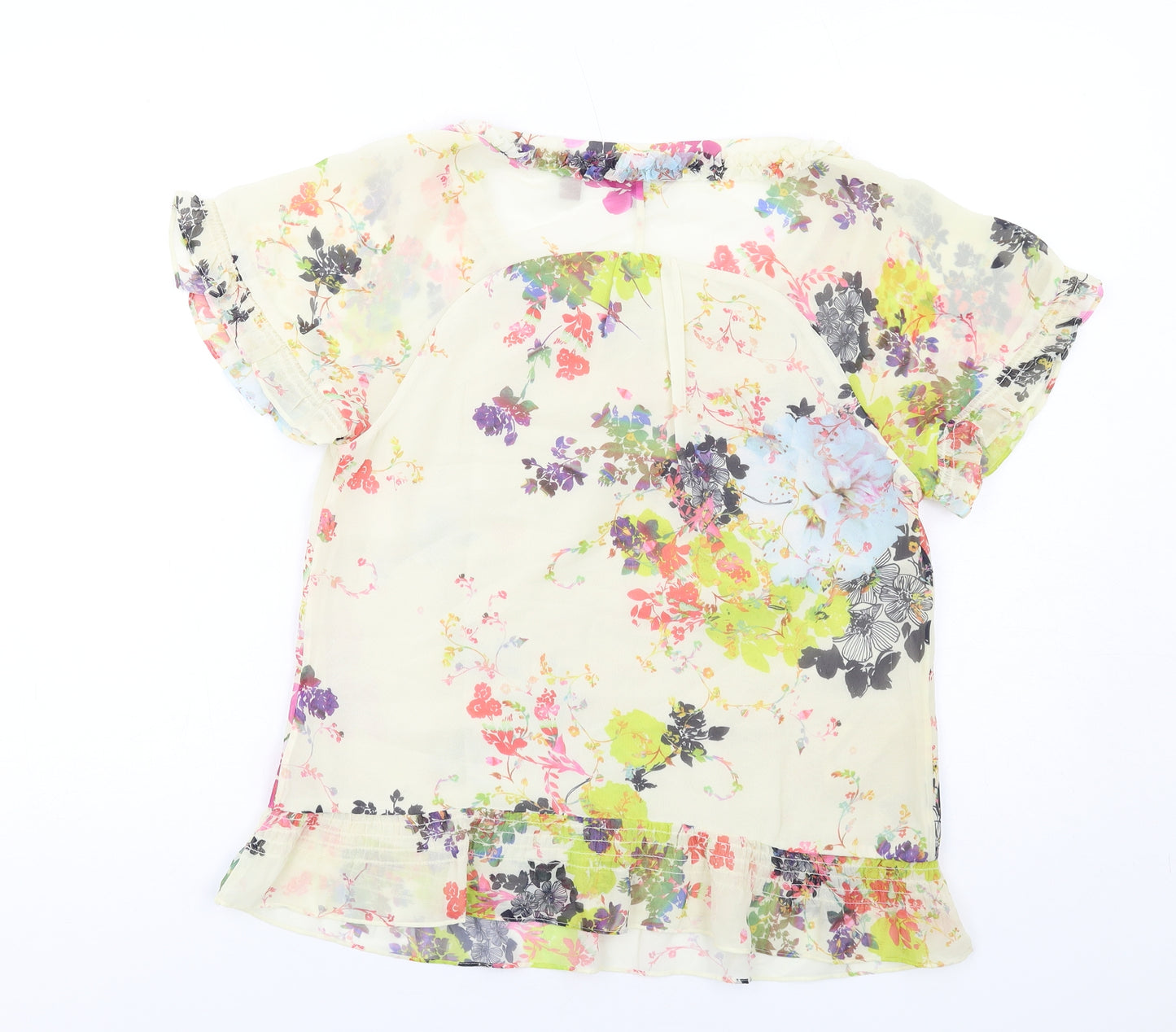 Ted Baker Womens Multicoloured Floral Polyester Basic Blouse Size M Scoop Neck