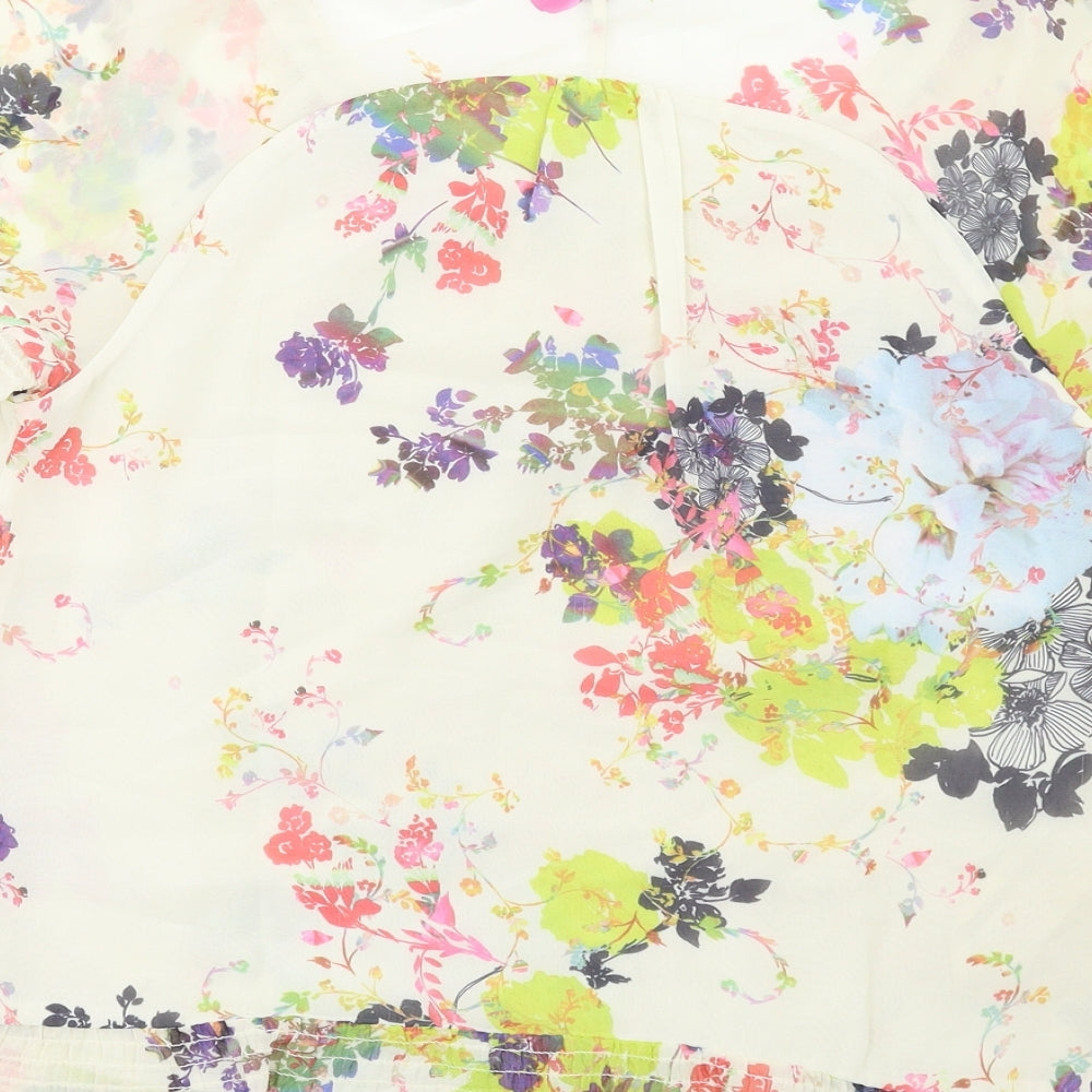 Ted Baker Womens Multicoloured Floral Polyester Basic Blouse Size M Scoop Neck