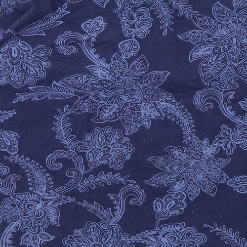 Croft & Barrow Womens Blue Floral Cotton Basic T-Shirt Size L V-Neck