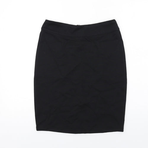Fair Indigo Womens Black Cotton A-Line Skirt Size S Zip