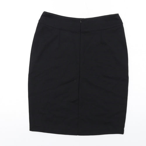 Fair Indigo Womens Black Cotton A-Line Skirt Size S Zip