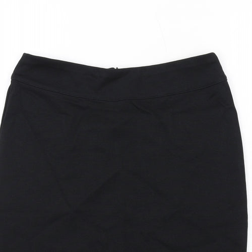 Fair Indigo Womens Black Cotton A-Line Skirt Size S Zip
