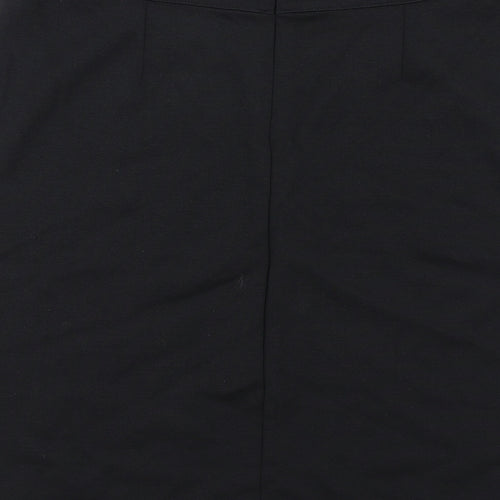 Fair Indigo Womens Black Cotton A-Line Skirt Size S Zip