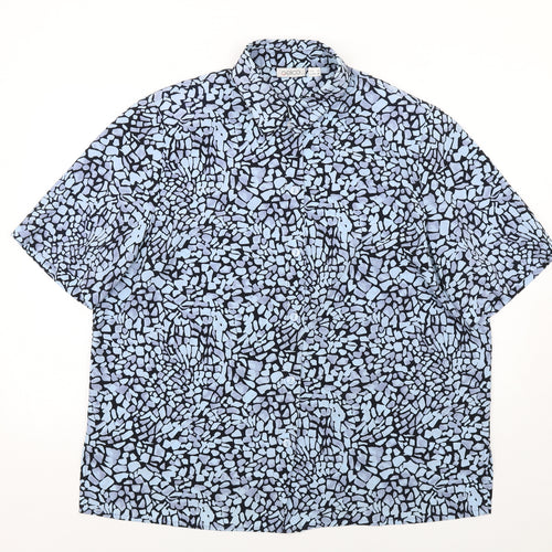 Gelco Womens Blue Geometric Polyester Basic Button-Up Size 22 Collared