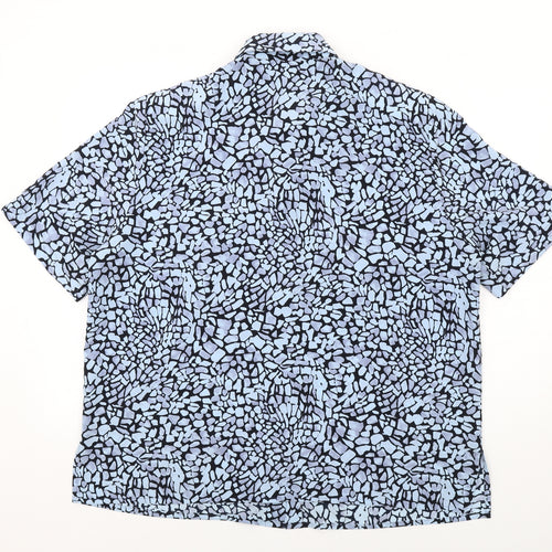 Gelco Womens Blue Geometric Polyester Basic Button-Up Size 22 Collared