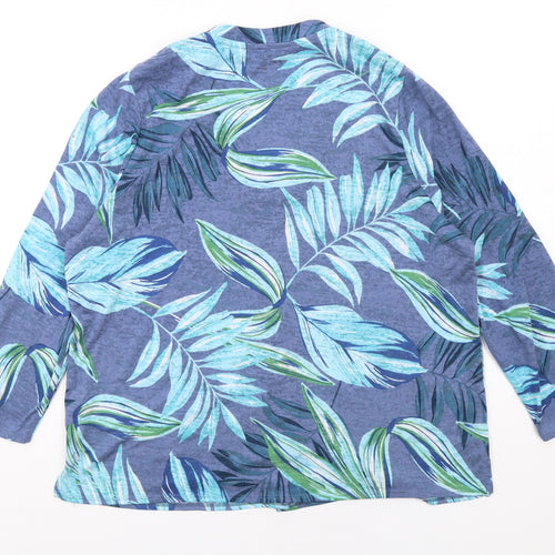 Classic Womens Multicoloured Geometric Polyester Basic Button-Up Size 16 V-Neck
