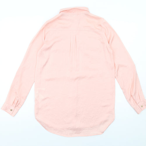 H&M Girls Pink Polyester Basic Button-Up Size 11-12 Years Collared Button - Kindness Is Cool