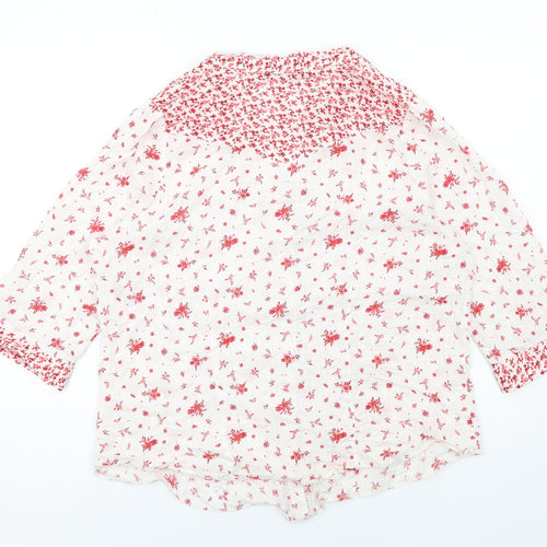 Evans Womens White Floral Cotton Basic Button-Up Size 20 V-Neck