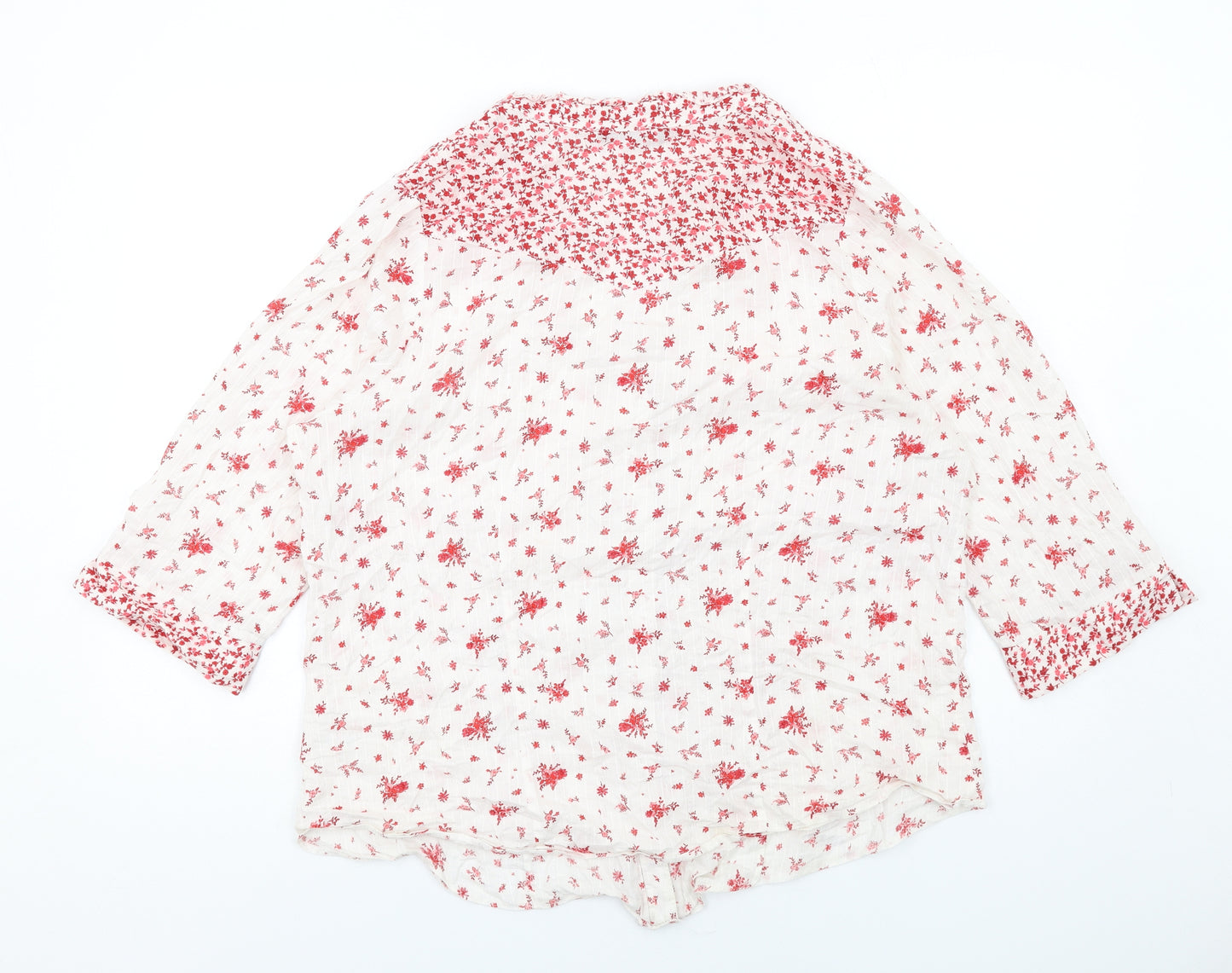 Evans Womens White Floral Cotton Basic Button-Up Size 20 V-Neck