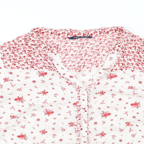 Evans Womens White Floral Cotton Basic Button-Up Size 20 V-Neck