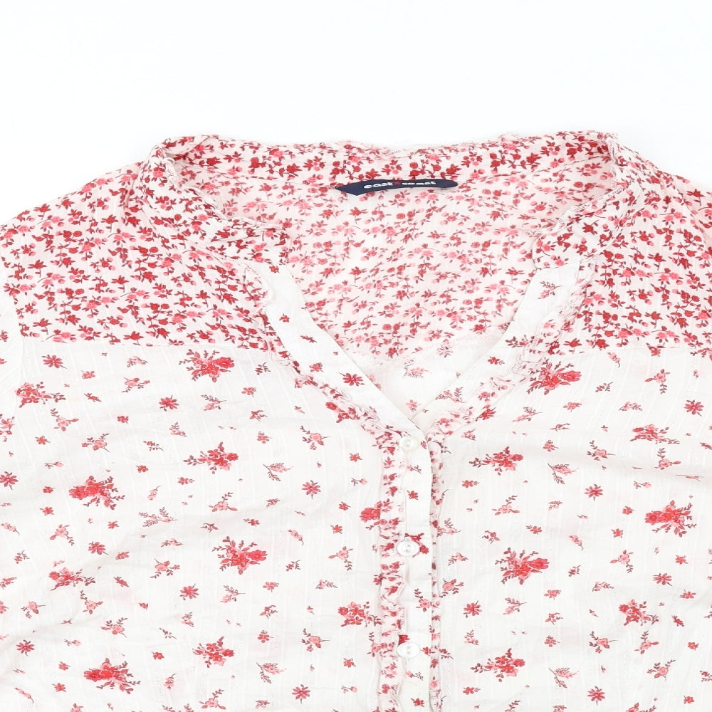 Evans Womens White Floral Cotton Basic Button-Up Size 20 V-Neck