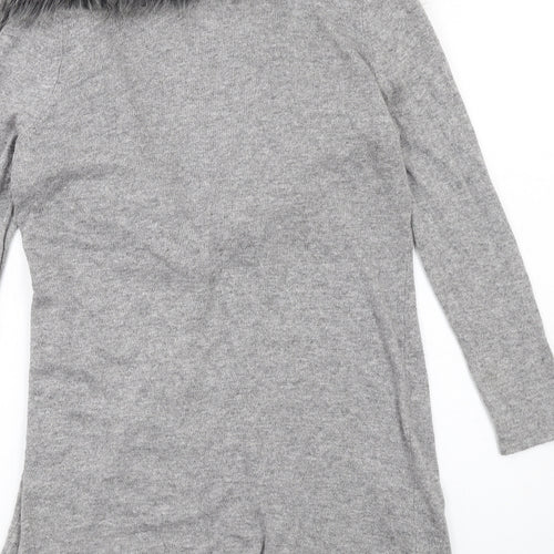 Nightingales Womens Grey V-Neck Viscose Cardigan Jumper Size 16