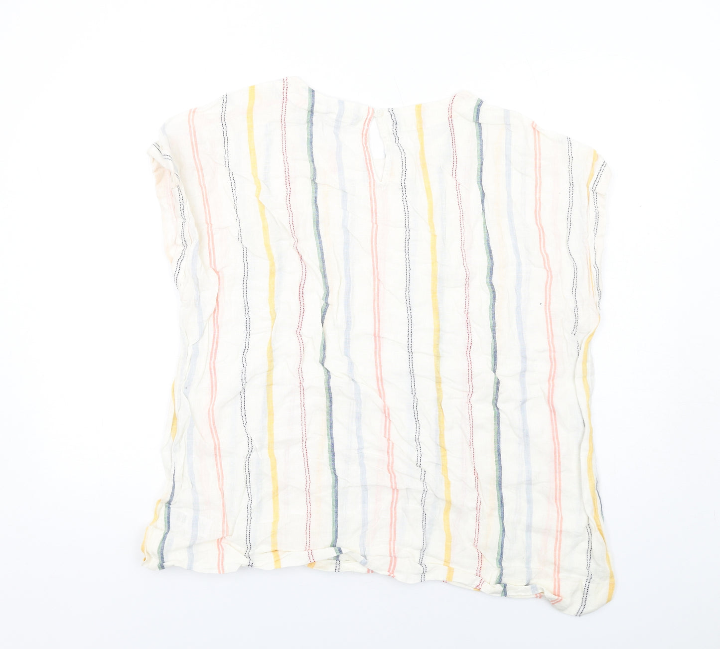 NEXT Womens Multicoloured Striped Linen Basic Blouse Size 20 Boat Neck