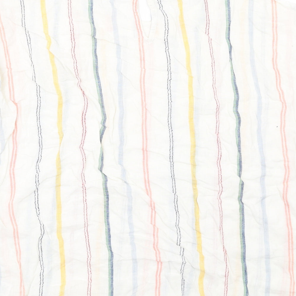 NEXT Womens Multicoloured Striped Linen Basic Blouse Size 20 Boat Neck