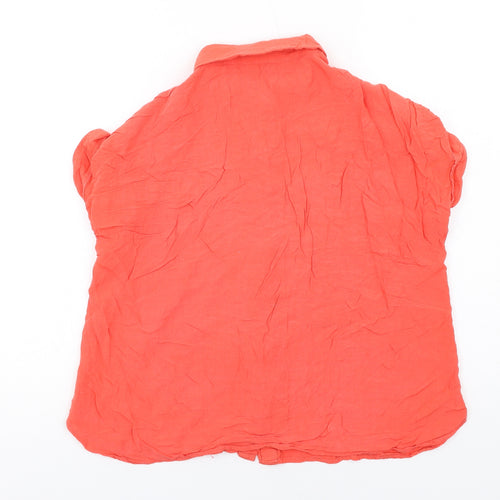 Oasis Womens Red Viscose Basic Button-Up Size 12 Collared