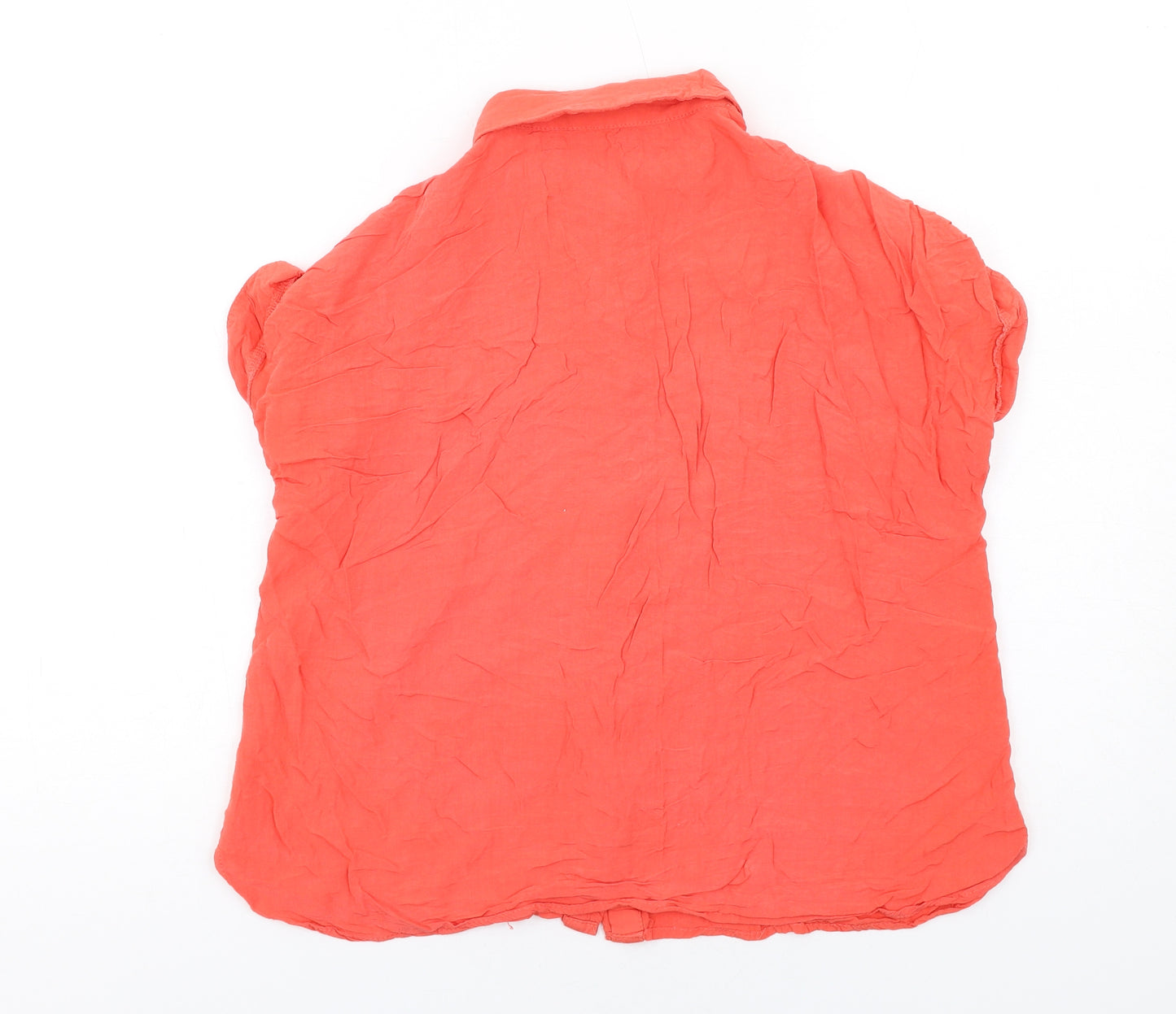 Oasis Womens Red Viscose Basic Button-Up Size 12 Collared