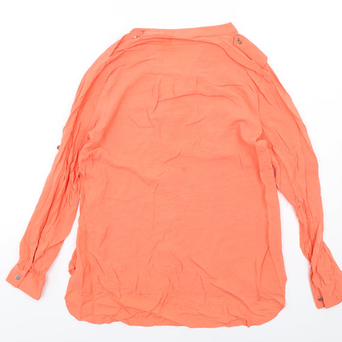 Oasis Womens Orange Viscose Basic Button-Up Size 10 V-Neck