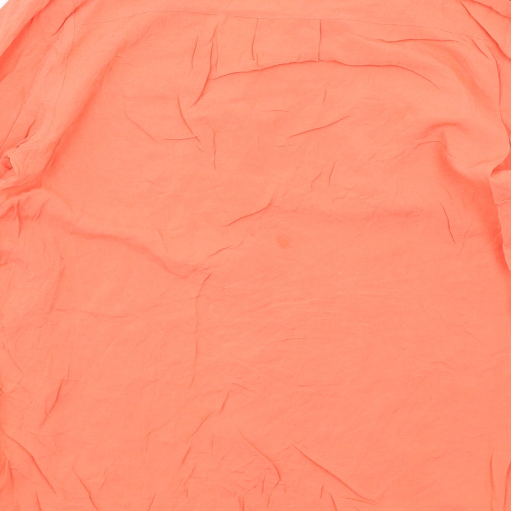 Oasis Womens Orange Viscose Basic Button-Up Size 10 V-Neck