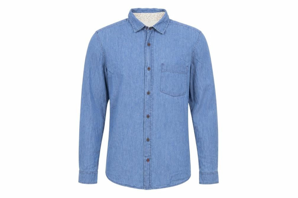 Threadbare Mens Blue Cotton Button-Up Size S Collared Button