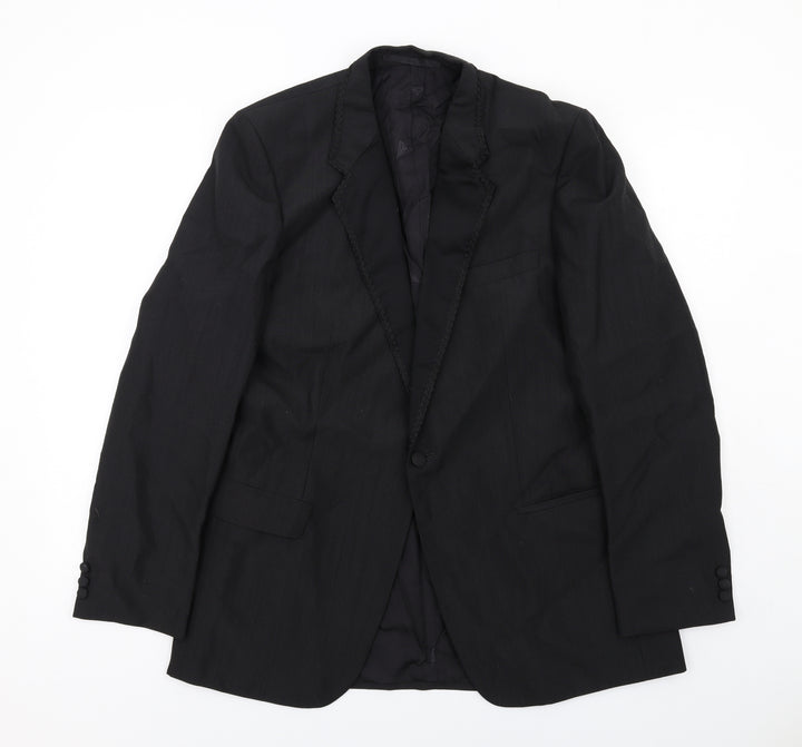 Steegan Mens Black Polyester Jacket Suit Jacket Size 42 Regular - Trimmed Lapel