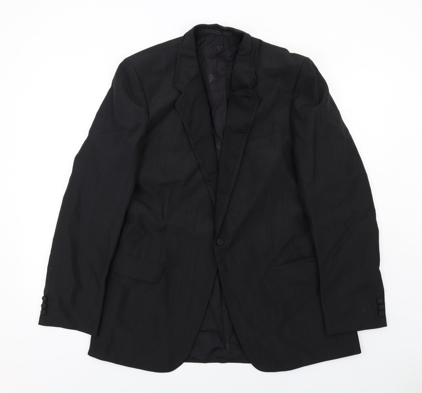 Steegan Mens Black Polyester Jacket Suit Jacket Size 42 Regular - Trimmed Lapel