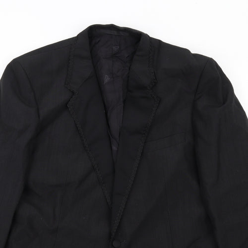 Steegan Mens Black Polyester Jacket Suit Jacket Size 42 Regular - Trimmed Lapel