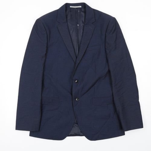Burton Mens Blue Polyester Jacket Suit Jacket Size 40 Regular