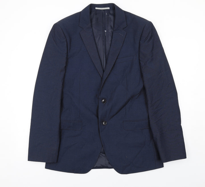Burton Mens Blue Polyester Jacket Suit Jacket Size 40 Regular