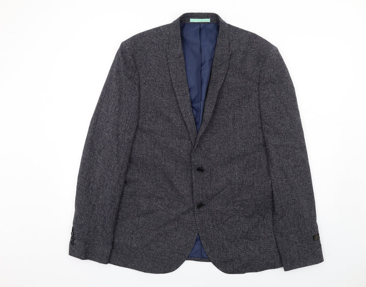 River Island Mens Black Cotton Jacket Blazer Size 44 Regular