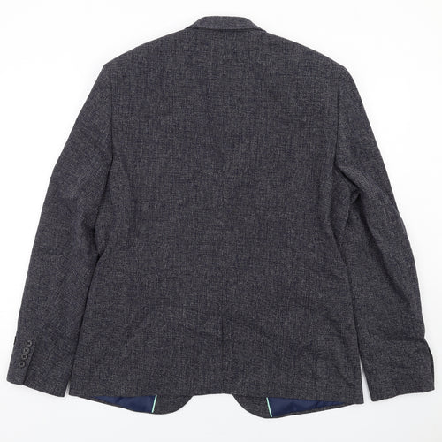 River Island Mens Black Cotton Jacket Blazer Size 44 Regular