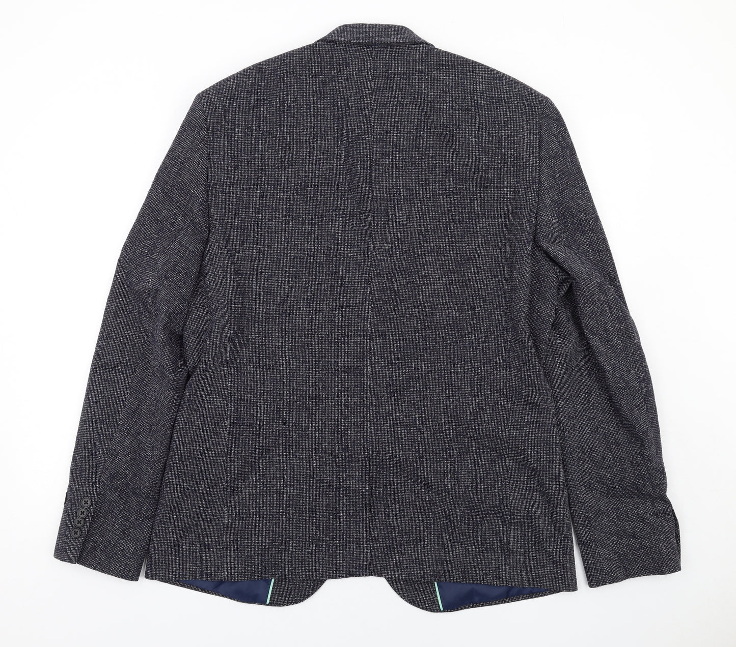 River Island Mens Black Cotton Jacket Blazer Size 44 Regular