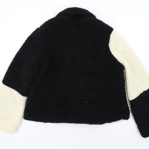 Boohoo Womens Black Jacket Size 12 Button - Coulorblock