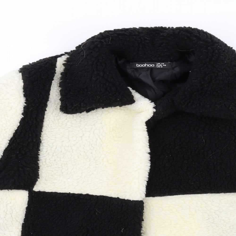 Boohoo Womens Black Jacket Size 12 Button - Coulorblock