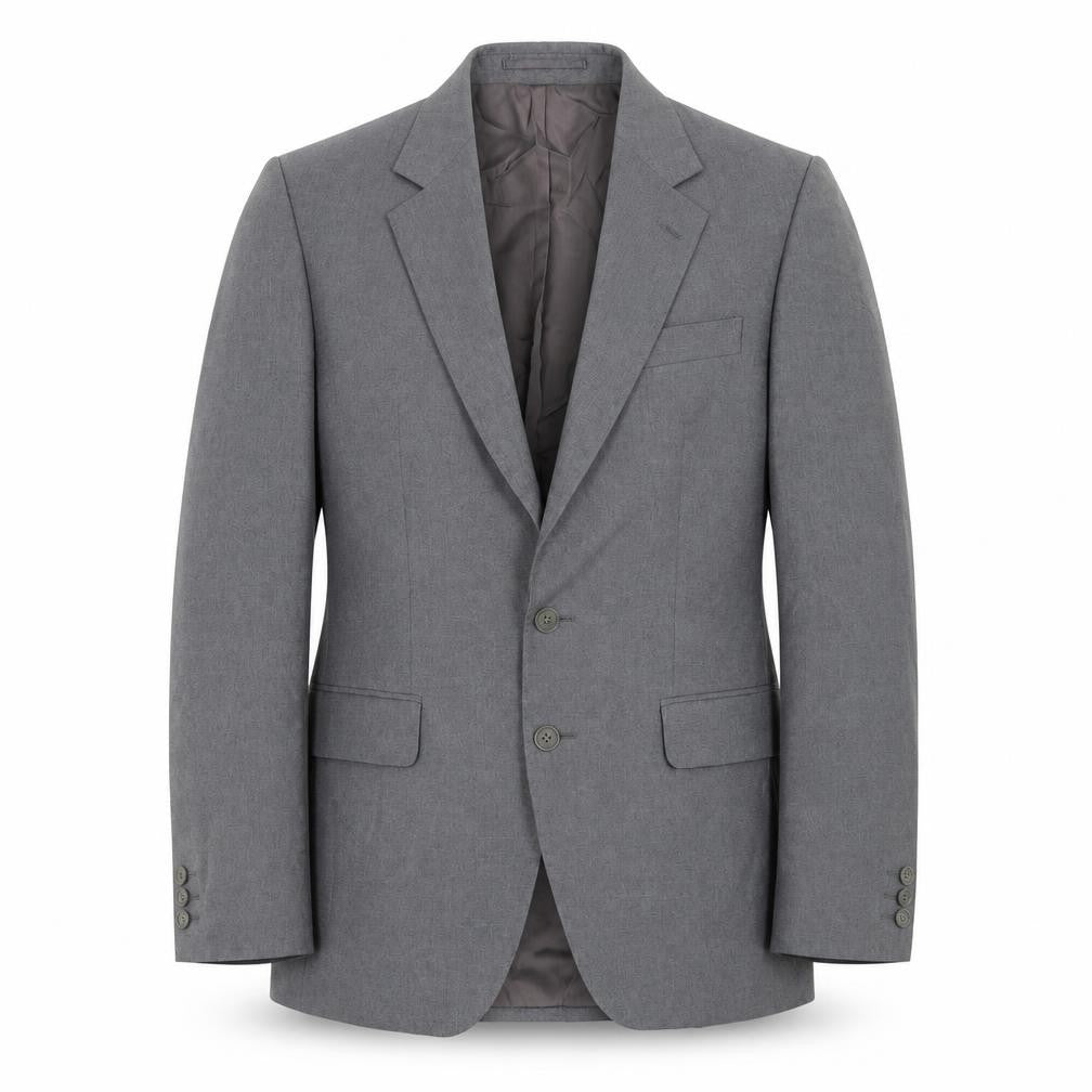 Front view of Varteks men’s grey polyester jacket suit jacket, size 36, regular