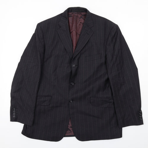 Marks and Spencer Mens Blue Striped Wool Jacket Suit Jacket Size 40 Regular