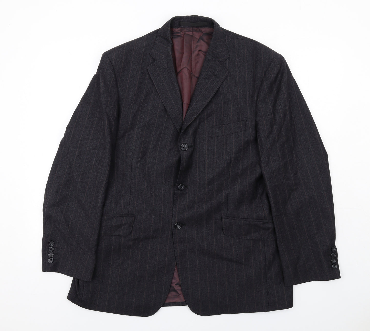 Marks and Spencer Mens Blue Striped Wool Jacket Suit Jacket Size 40 Regular